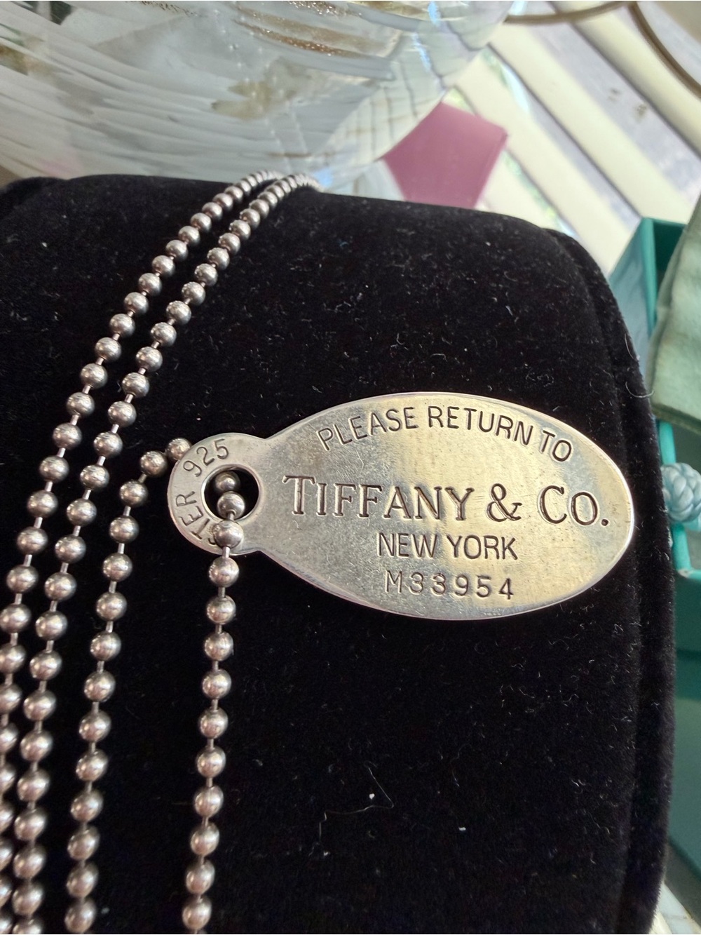 Vintage Tiffany & Co. Silver Oval Tag Ball Chain - Silver Necklace - Picture 4 of 7
